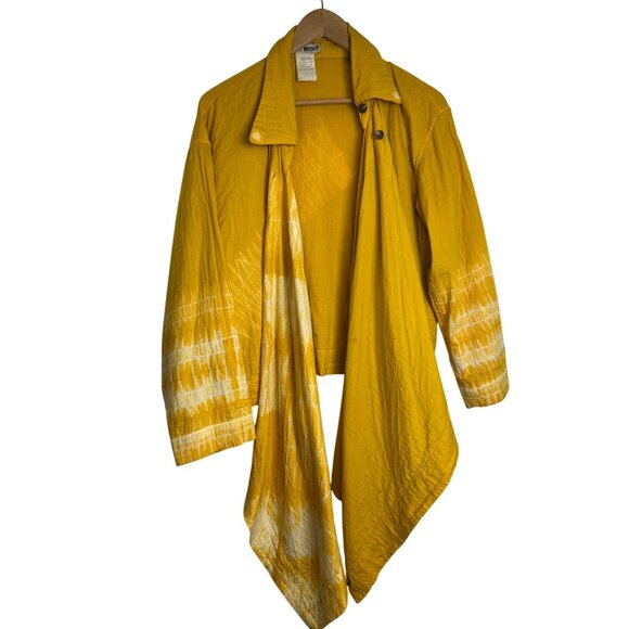 VTG ISSEY MIYAKE Scarf Tie-dye Long-sleeve shirt Small Cotton YLW/All-over patte - Picture 9 of 16